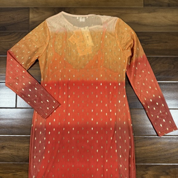 Never Fully Dressed Sz US 12 / UK 16 / EU 44 Sunset Orange Mesh Midi Maxi Dress‎ - Picture 9 of 12